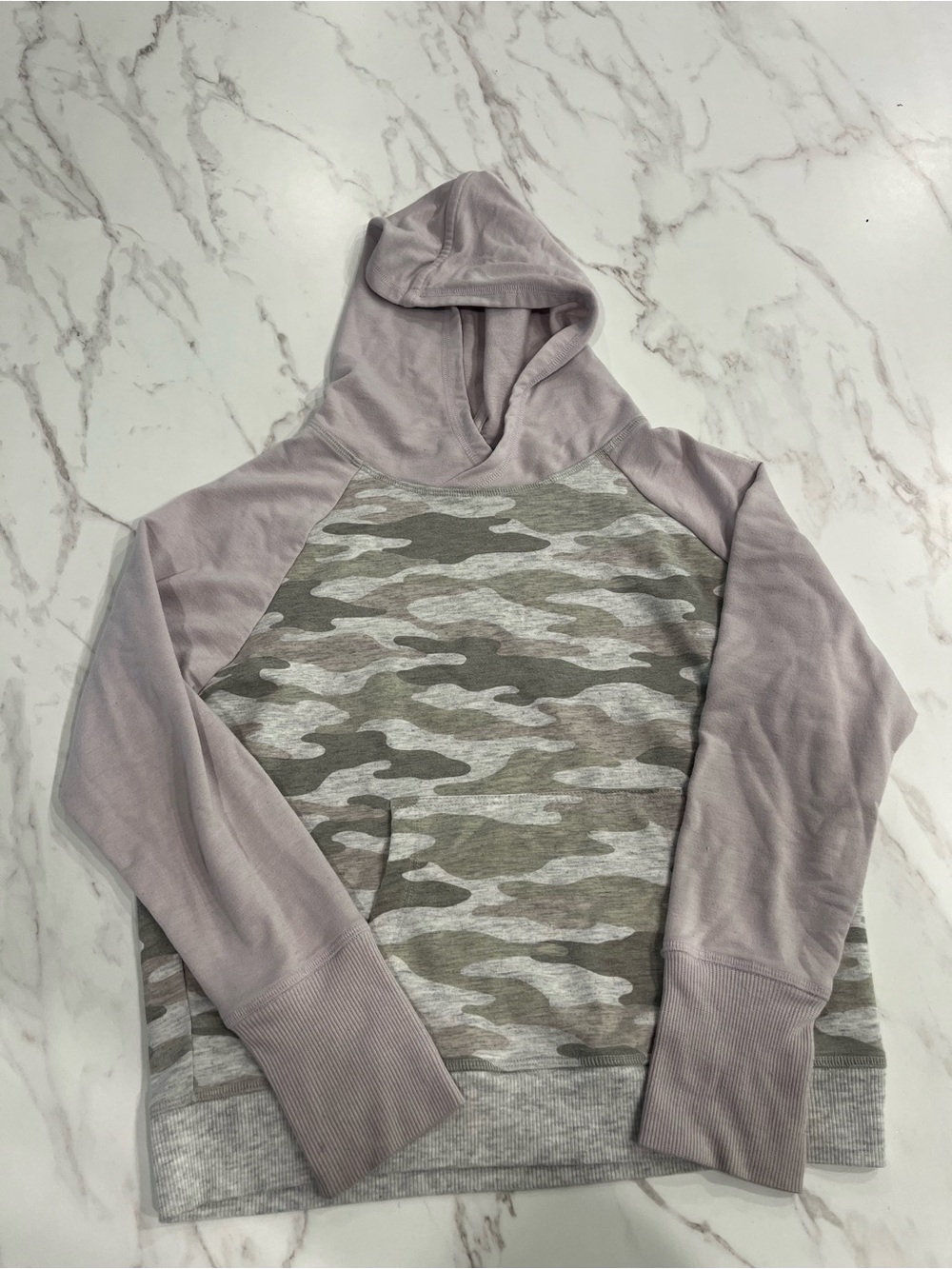Kids' Camo Pullover Hoodie in Light Mauve